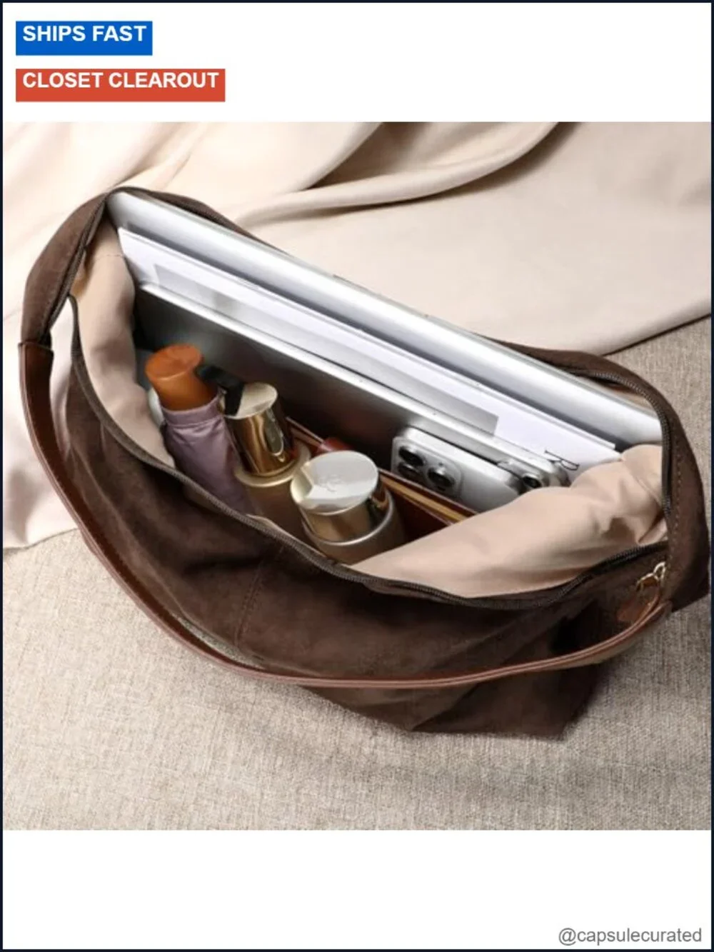 Faux Suede Slouchy Hobo Shoulder Bag Women Tote Satchel Crossbody